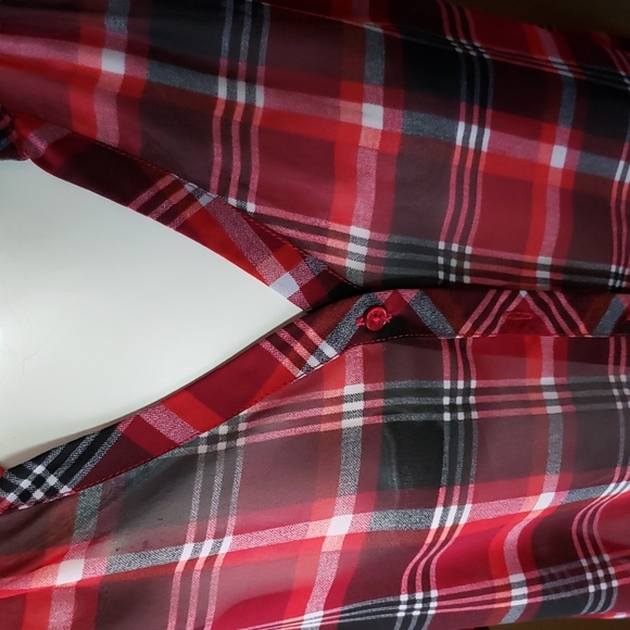 Red Plaid Button Sleeve Plaid Blouse (0644) 💥 - Picture 4 of 6